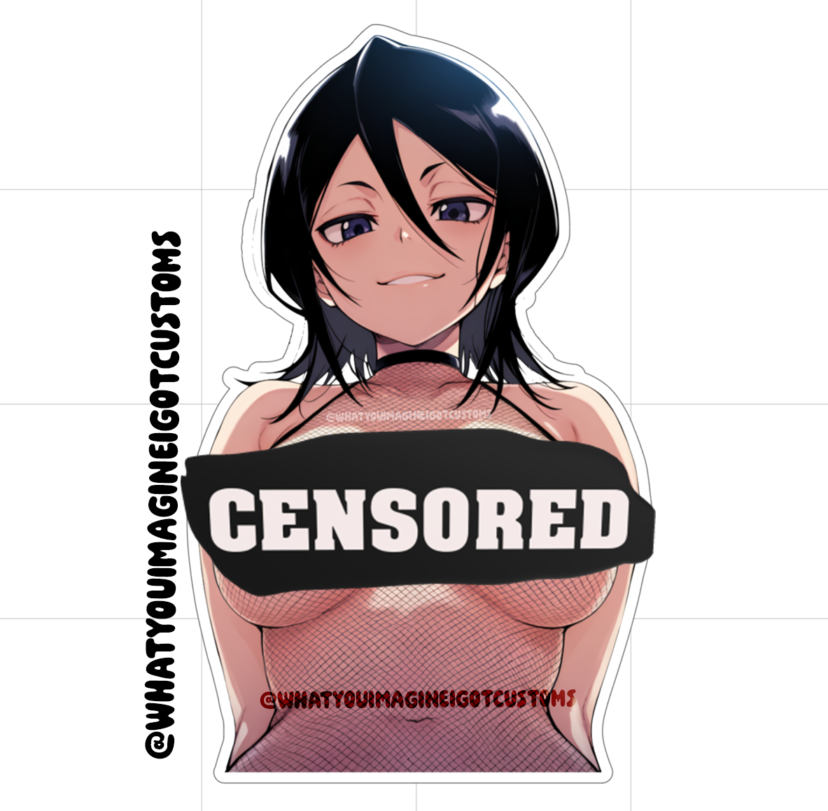 Mio- 18+ Topless Fishnet Sticker