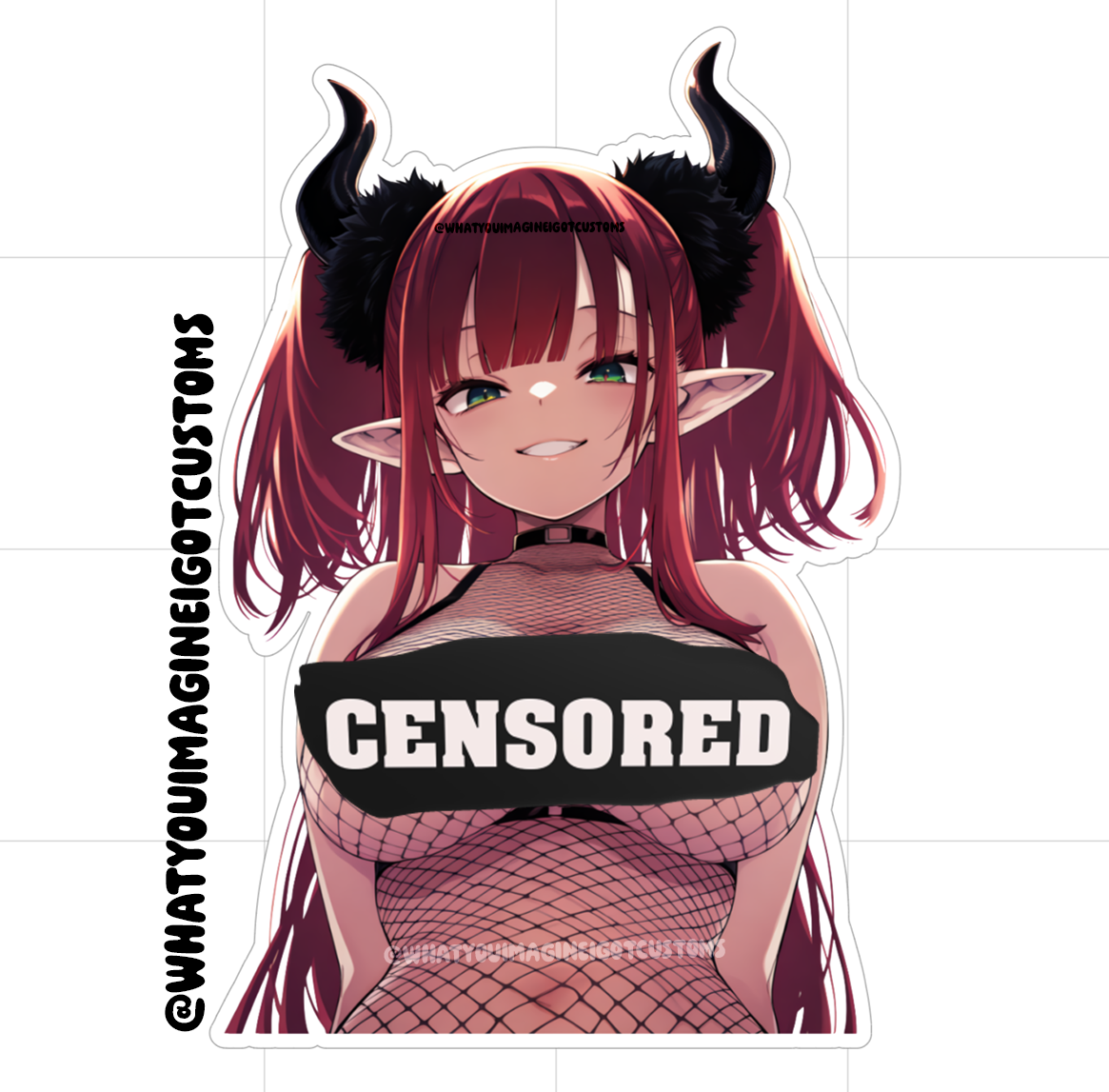 Succubus Mar 18+ Topless Fishnet Sticker